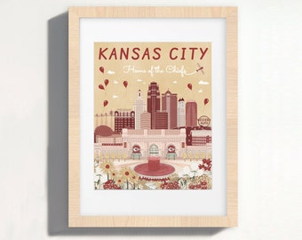 Kansas City Chiefs | Fine Art Print | Home of the Chiefs | Super Bowl Champions | KC Art | Chiefs Wall Art | Gift for Sports Fan