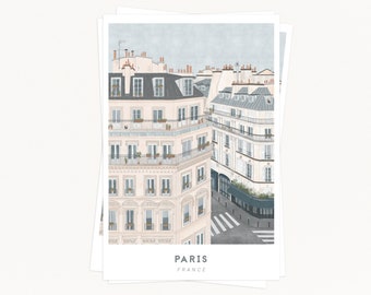 Paris Postcards | Set of 6 Art Prints | City Illustration | Architecture Sketch | Gift for Traveler | Gouache Giclee