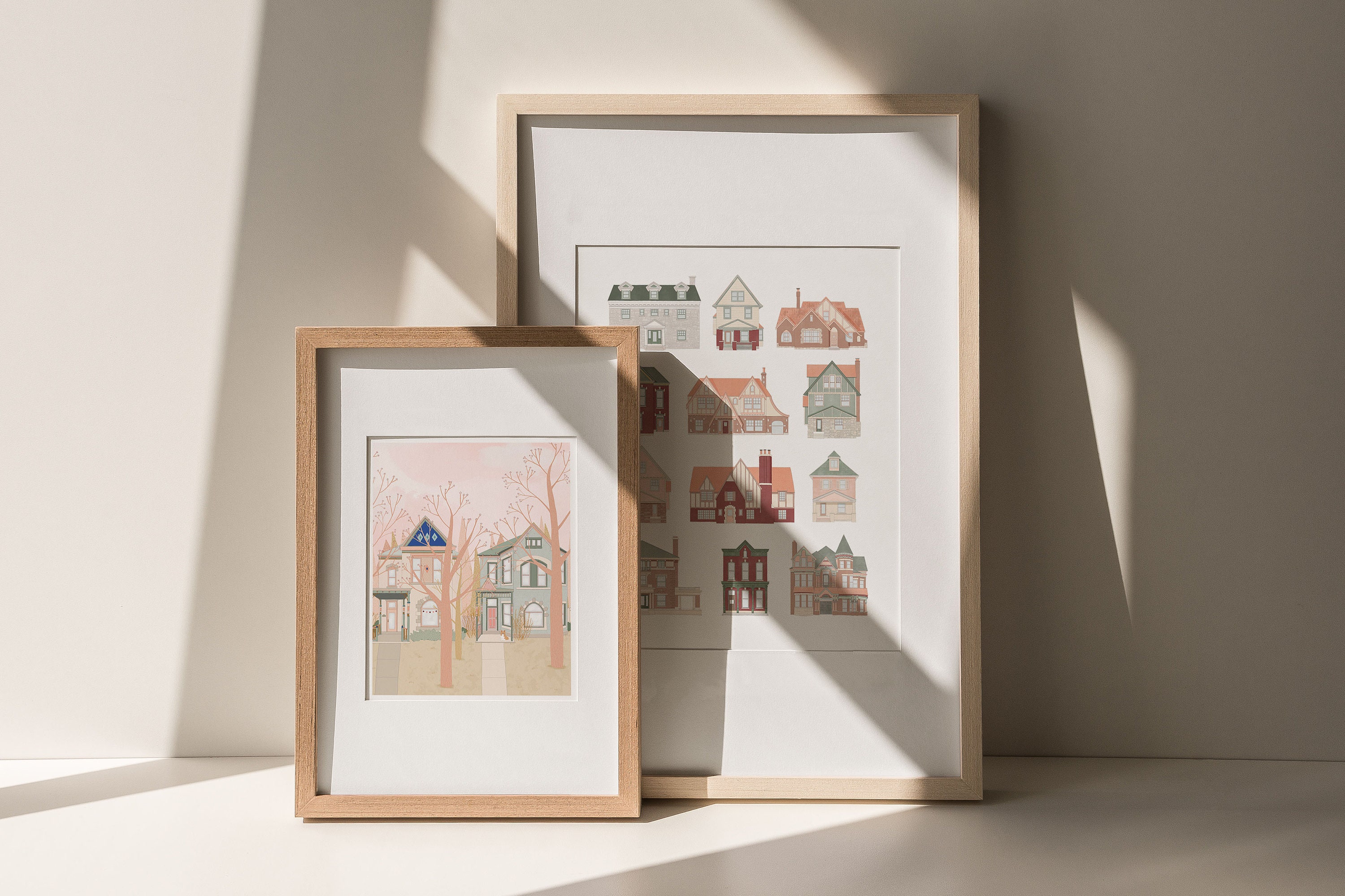 Victorian Houses 8x10 Wall Art Illustrated Print Cozy Etsy