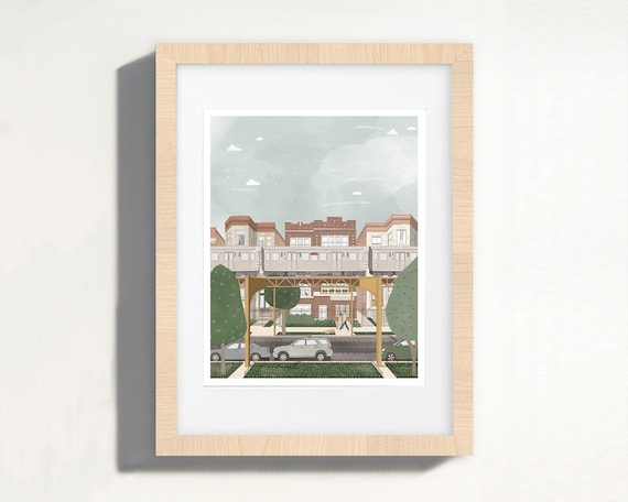 Chicago L | Train Illustration | Fine Art Print | Windy City Souvenir | Lakeview | Gift for Traveler | Chicago Poster