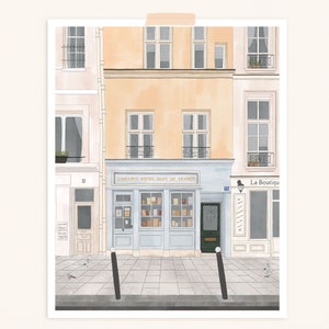 Parisian Bookstore Print | Handdrawn City | Paris Street | French ...
