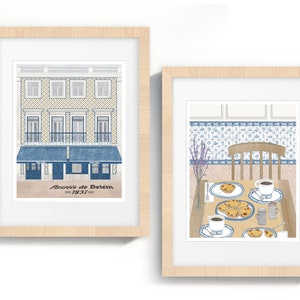 Portugal Prints | Pastel de Nata Cafe | Lisbon Souvenir | Pasteis de Belem | 8x10 Wall Art | Home Decor | City Poster | Travel Illustration