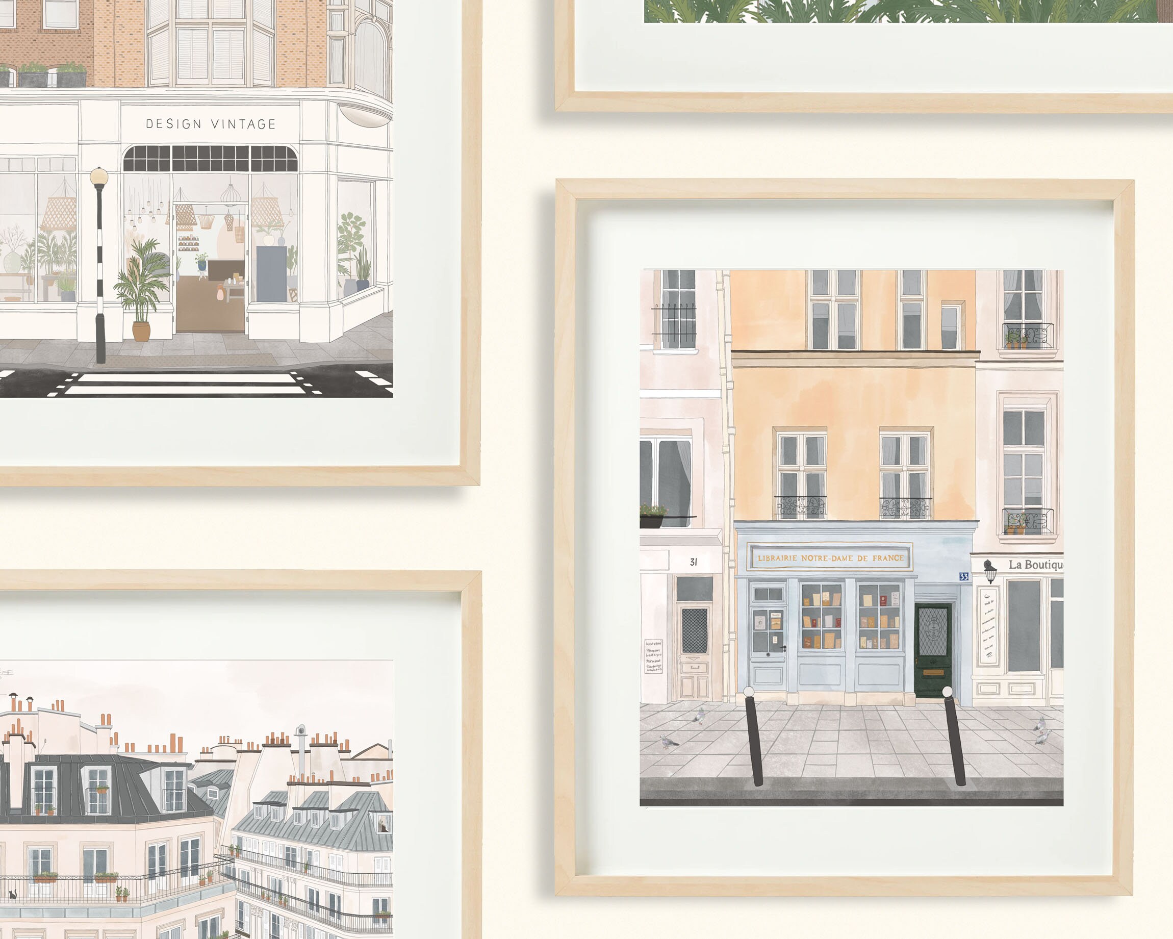 Parisian Bookstore Print Handdrawn City Paris Street - Etsy