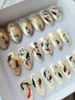 Koi Fish Fake nails, press on nails, false nails, faux nails. Koi pond, Japanese koi, gold flakes, Asian/oriental design. Glossy/Matte. 