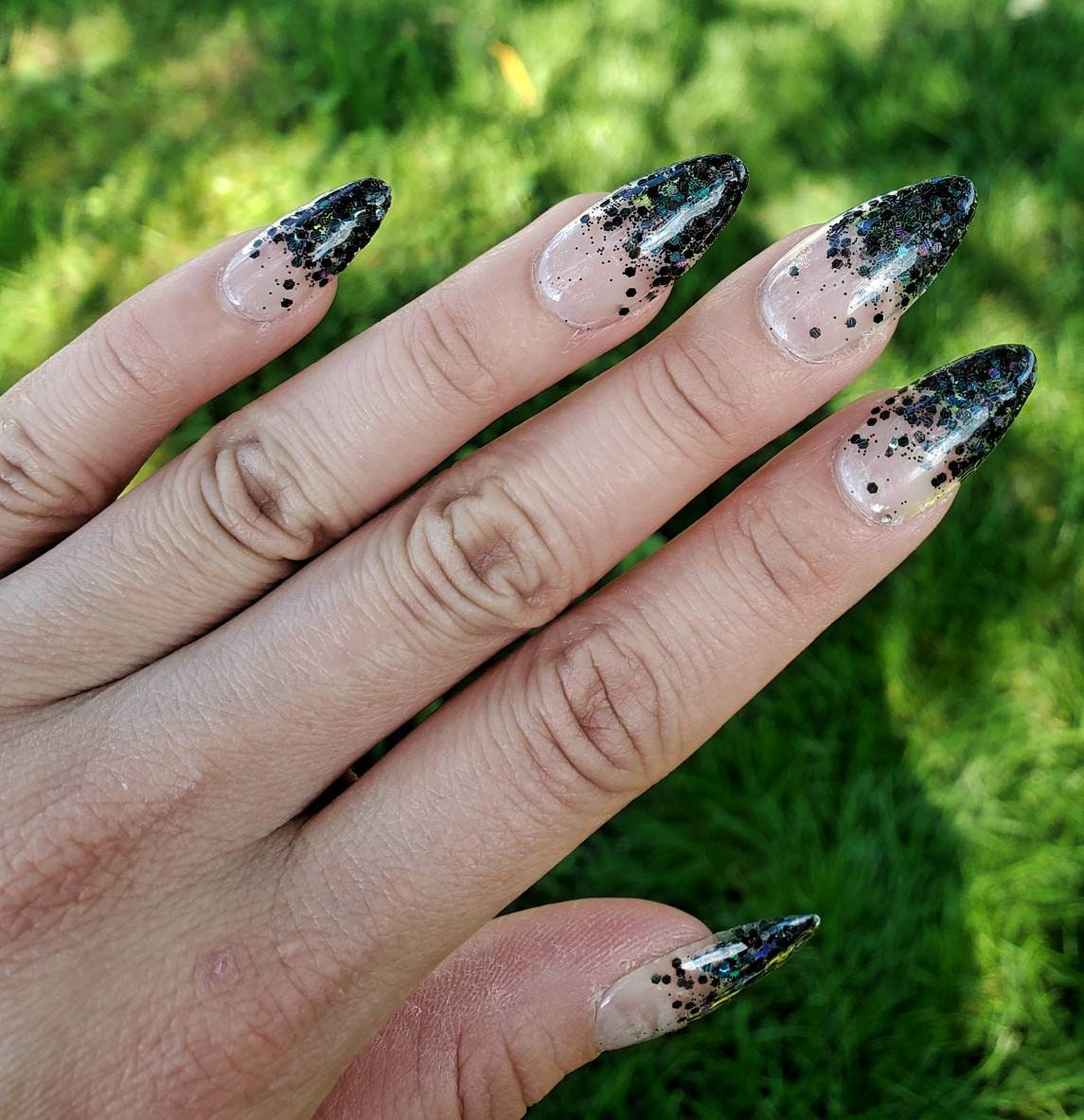 Black glitter ombre fake nails press on nails false nails Etsy