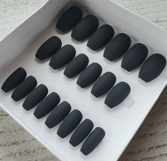 Black Nails Fake Nails Press on Nails Faux Nail Glue on - Etsy