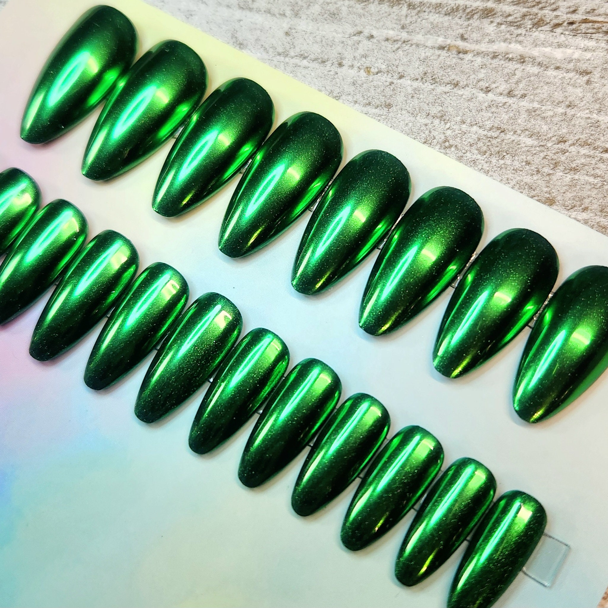 Green Metallic Nail Shape Ideas
