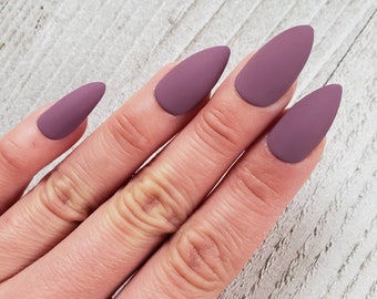 Dusky Purple Fake Nails Press On Nails False Nails Faux Etsy Dusky Purple Fake Nails Press On Nails False Nails Faux Etsy
