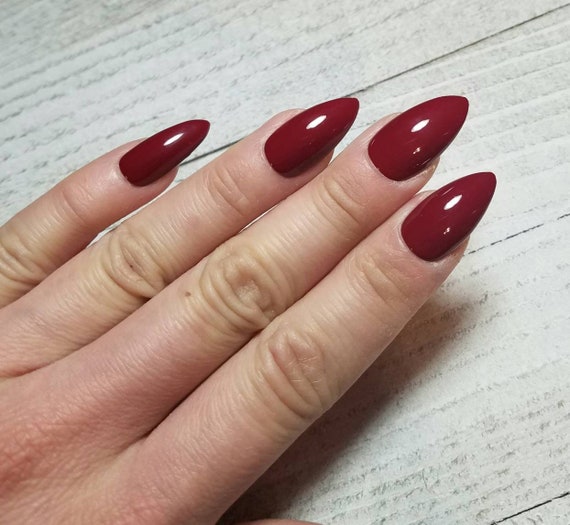 Red almond shaped nails | Red nails, Gel nails, Stylish nails
