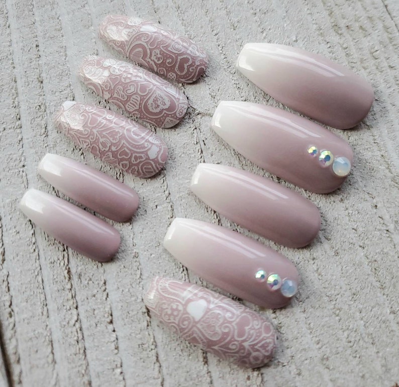 Soft Mauve French Fade Fake Nails Press on Nails False - Etsy