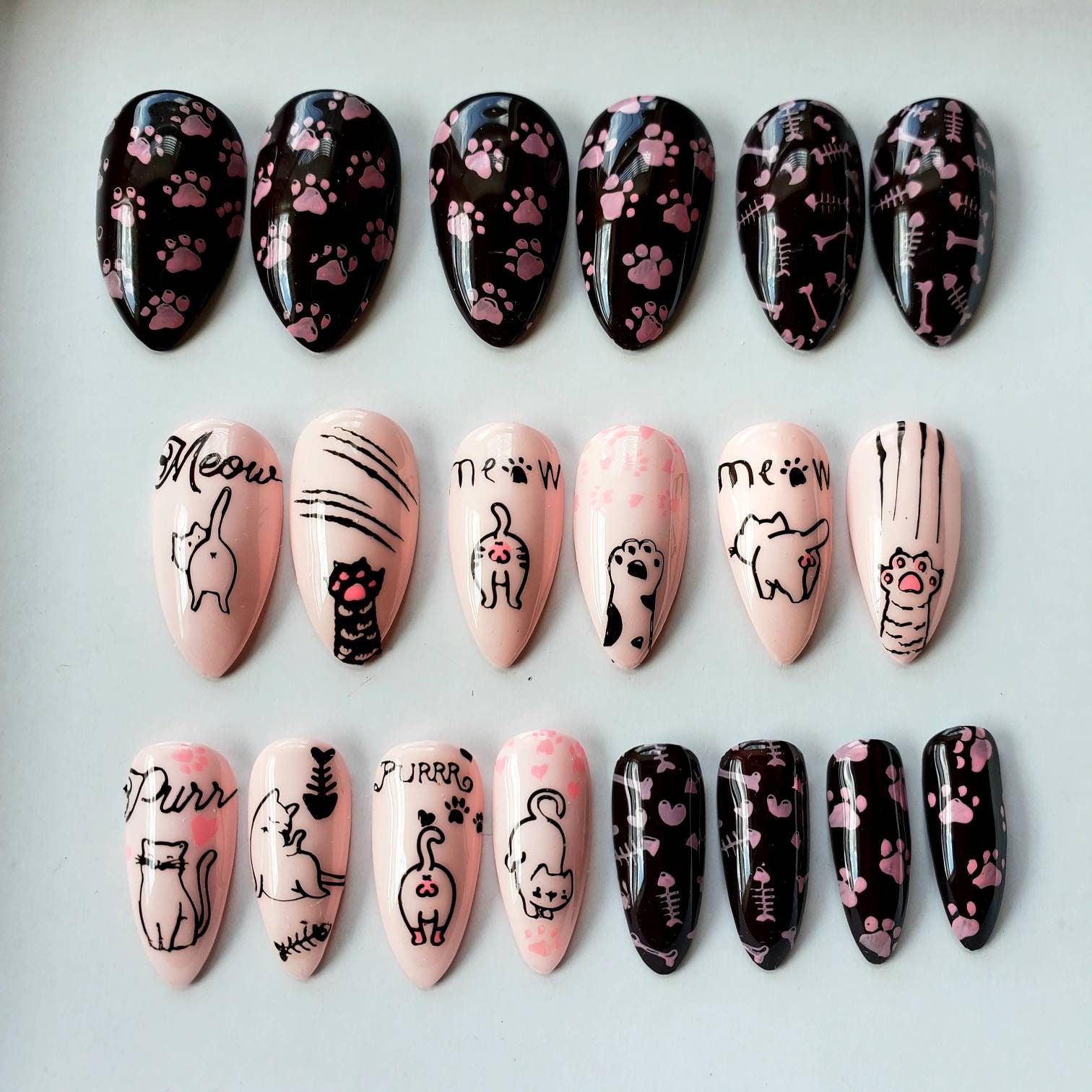 Cats fake nails, press on nails, false nails, faux nails. Cat lovers,…