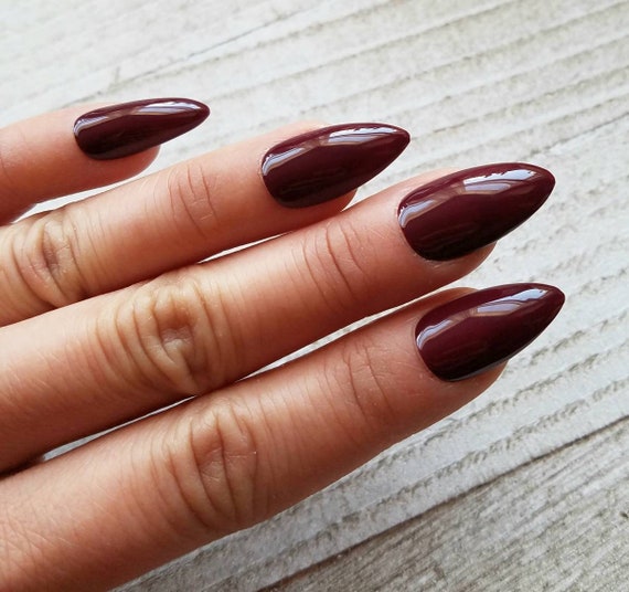 Wine Red Fake Nails Press On Nails Faux Nails False Nails Etsy New Zealand