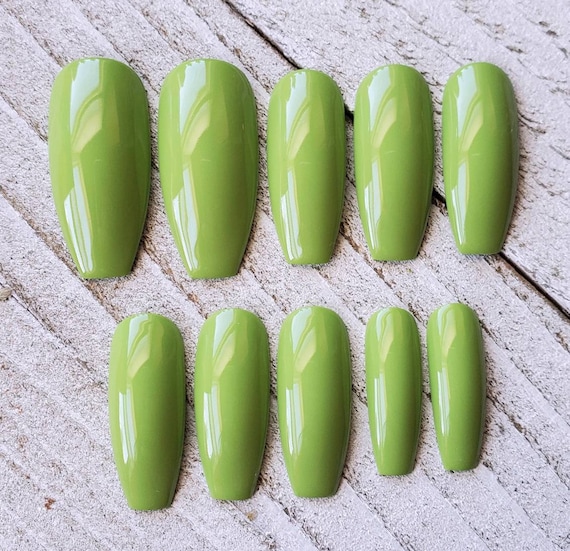 Lime Green Fake Nails Press On Nails False Nails Faux Etsy Singapore