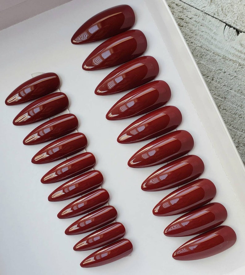 Oxblood Red Nails Fake Nails Press on Nails Faux Nails. Red - Etsy