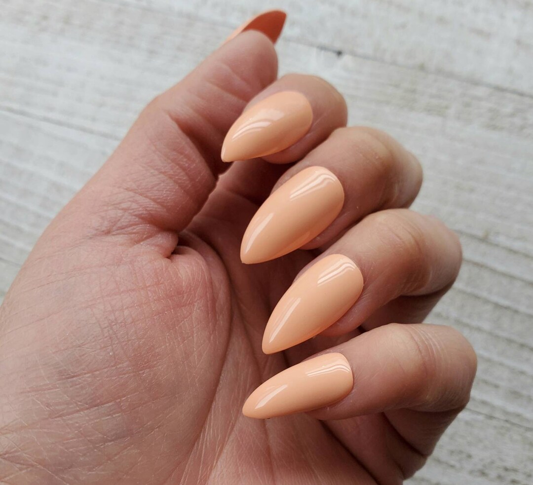 Peach Nude Full Set Fake Nails. Handmade Reusable Press on Nails False  Nails Faux Nails. Coral Spring Nails. Almond Nails - Etsy