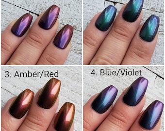 Duo Chrome Press On Nails, Farbverschiebung, metallische falsche Nägel