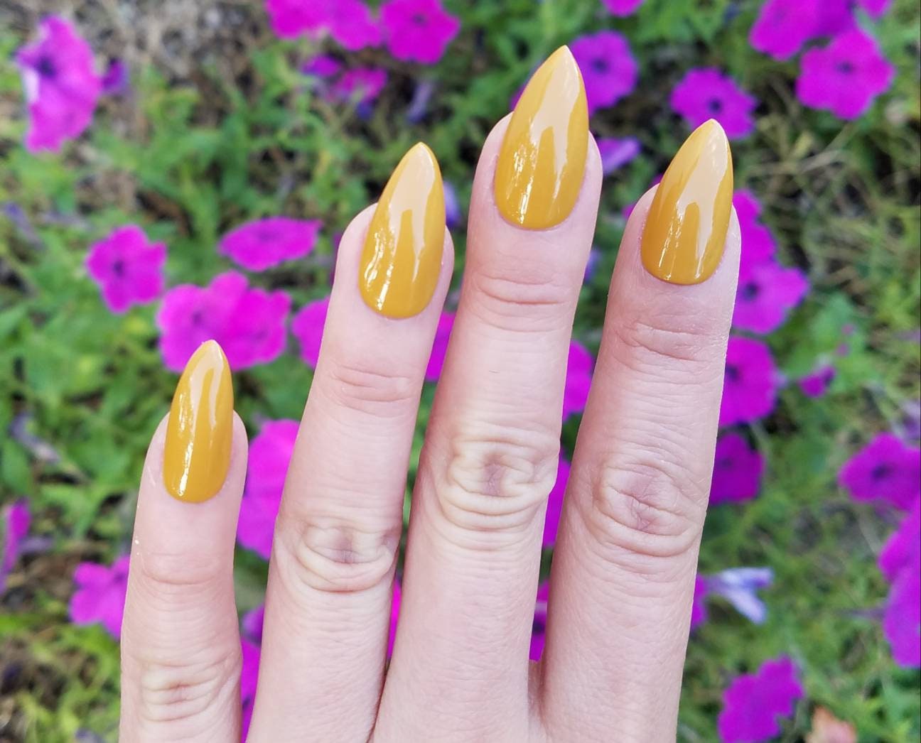 Mustard Yellow Acrylic Nails - wide 6