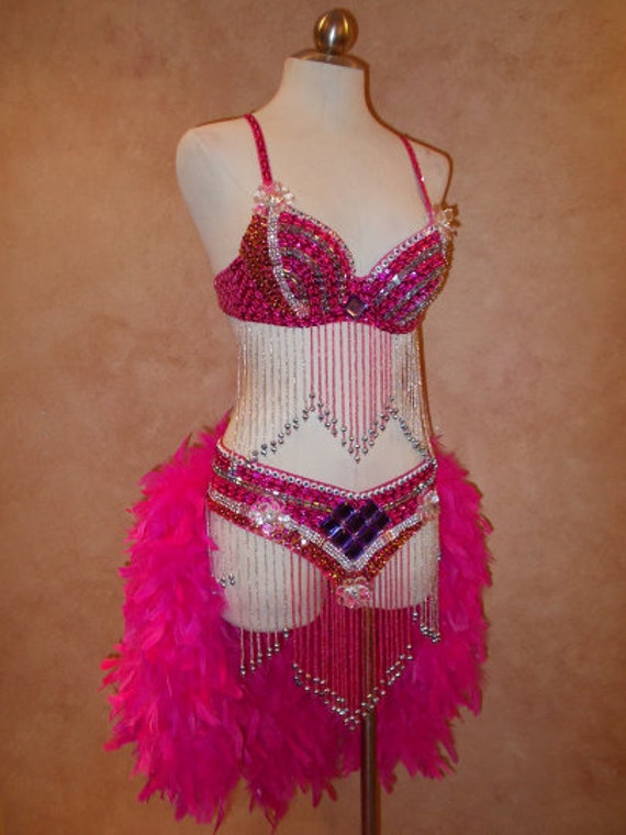 Rhinestone Beaded Gatsby Flapper Mardi Gras Feather Vegas Showgirl