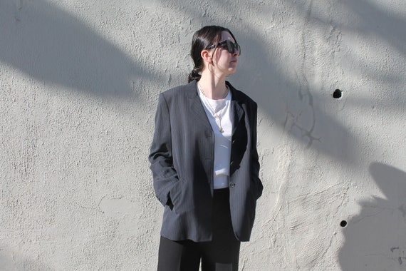 Vintage Blazer/ 90s Fashion/ Oversized/ Black Blaz
