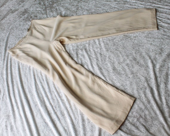 Vintage Silk Pants/ Kick Crop Pants/ High Waisted