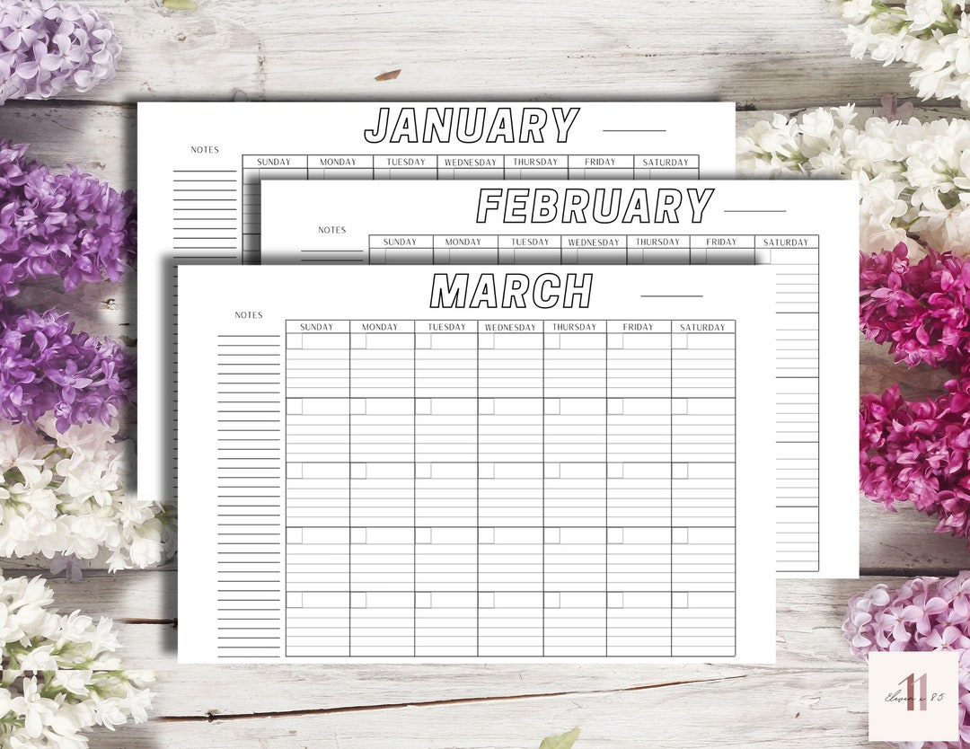 Lined, Blank Printable Calendar | Minimal | Home | Office - Etsy