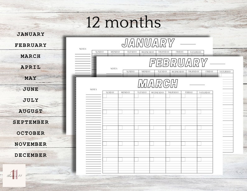 Lined Blank Printable Calendar