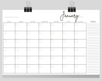Blank Minimalistic Calendar Page Template DOWNLOAD - Etsy