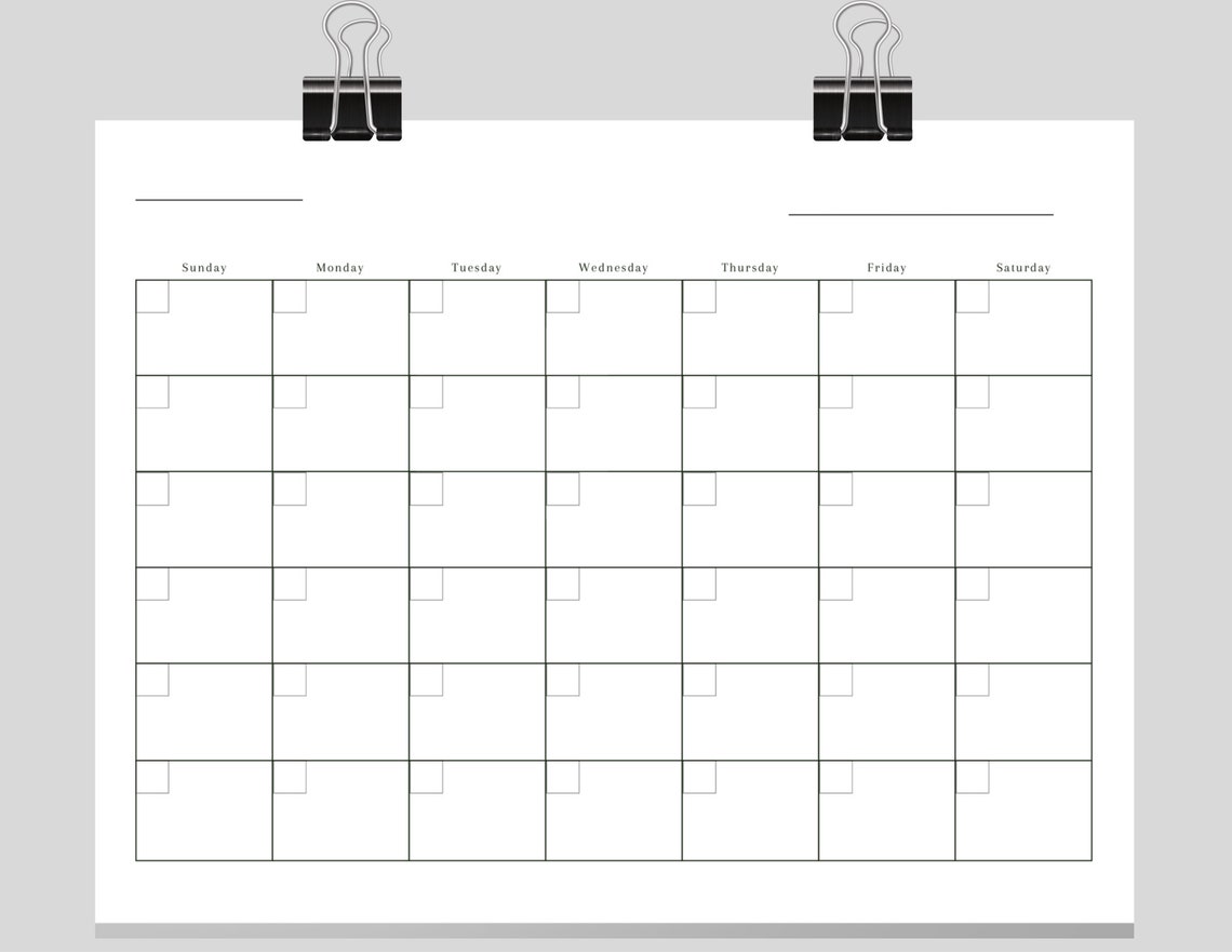 Blanko Minimalistische Kalender-Seitenvorlage DOWNLOAD - Etsy.de