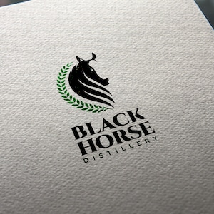 Black Horse Logo-Design + Anpassung, Brennerei-Logo, Spirituosen-Logo, Pferde-Wettkampf-Logo, Pferdezucht-Logo, Tier-Logo