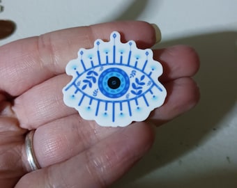 Evil Eye Planar Resin, Hair Bow Centers, Decoden Jewelry Supplies