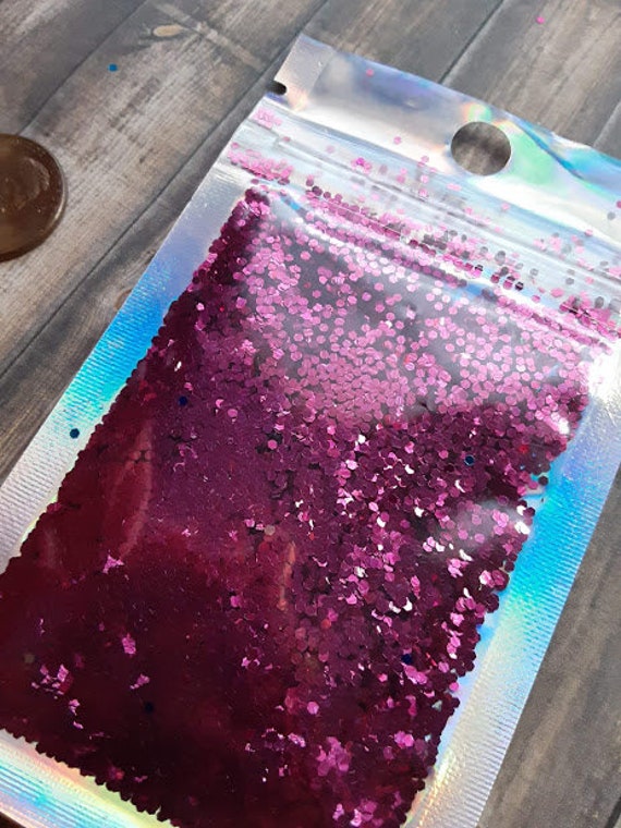 8g Fuschia Hexagon Glitter, Loose Confetti, Resin Supplies Il_570xn