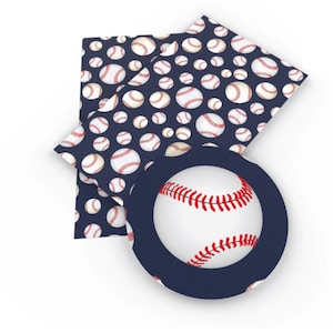 Blue Baseball Faux Leather Sheet, Full Size, Vegan Leather