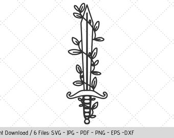 Simple Sword SVG, Booktok Clip Art, Commercial Use T-Shirt Design