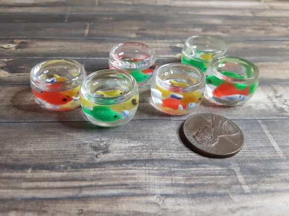 Mini Resin Fish Bowl, Dollhouse Miniature, Decoden Flat Backs Il_570xn
