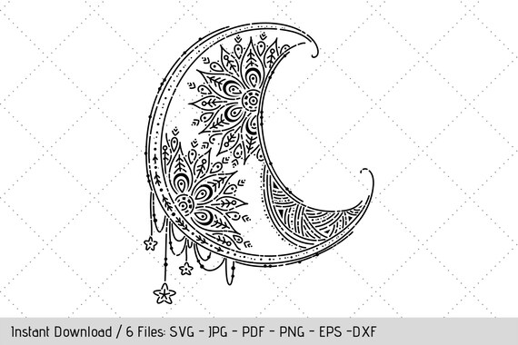 Download Moon Mandala Svg Henna Style Crescent Moon Witchcraft Witchy By Werk It Girl Supply Catch My Party
