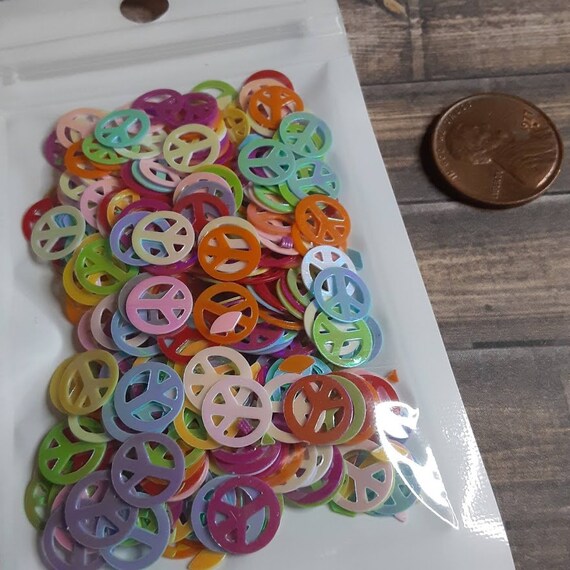 AB Iridescent Peace Sign Sequins for Slime, Nail Art Supplies, Body Art Il_570xn