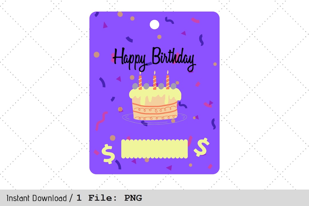 Birthday Money Card PNG, Printable Gift - Etsy
