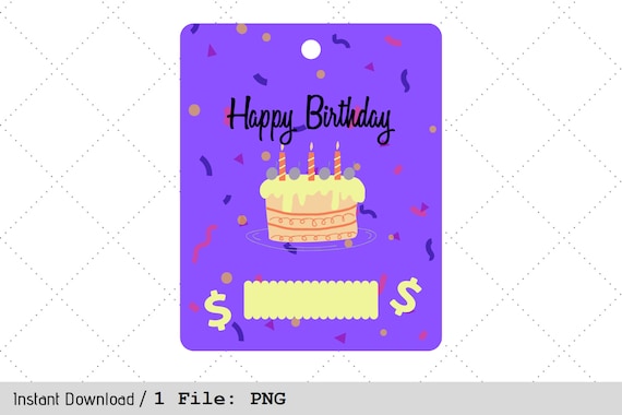 Birthday Money Card PNG, Printable Gift Il_570xn