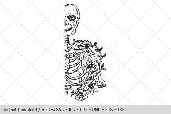Floral Skeleton SVG, Design for T-Shirt, Tumbler Decal, DIY Vinyl Decals Il_570xn