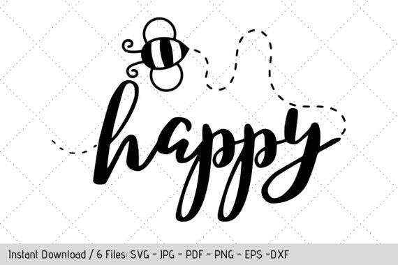Bee Happy SVG, Design for T-Shirt, Garden Sign Decal, DIY Wall Art Il_570xn