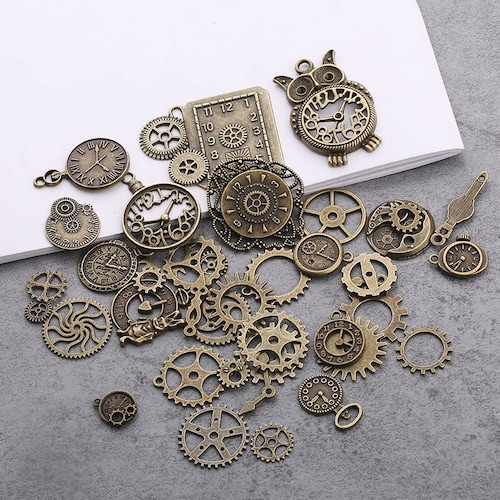 50x Metal Steampunk Cogs And Gears Clock Hand Charm DIY Accessories 11mm 