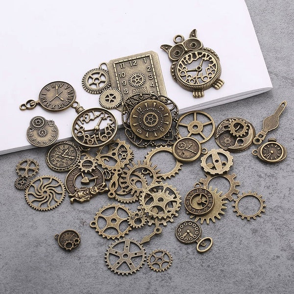 Steampunk Gear Charms, Clock Parts and Cogs, Timepieces