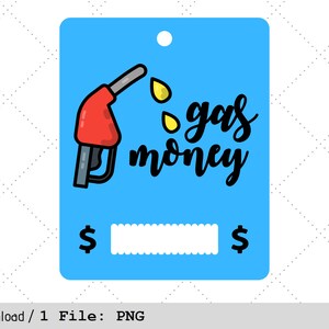 Gas Money Card PNG, Printable Gift