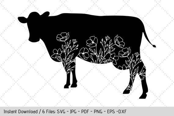 Download Floral Cow Svg Design For T Shirt Farmhouse Decal Diy Wall Art By Werk It Girl Supply Catch My Party