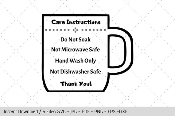 care instructions for cups svg file instant download care cards by