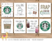 Starbucks Coffee Birthday Printable Poster Set Starbucks Coffee Party Signs Starbucks Coffee Birthday Signs INSTANT DIGITAL DOWNLOAD