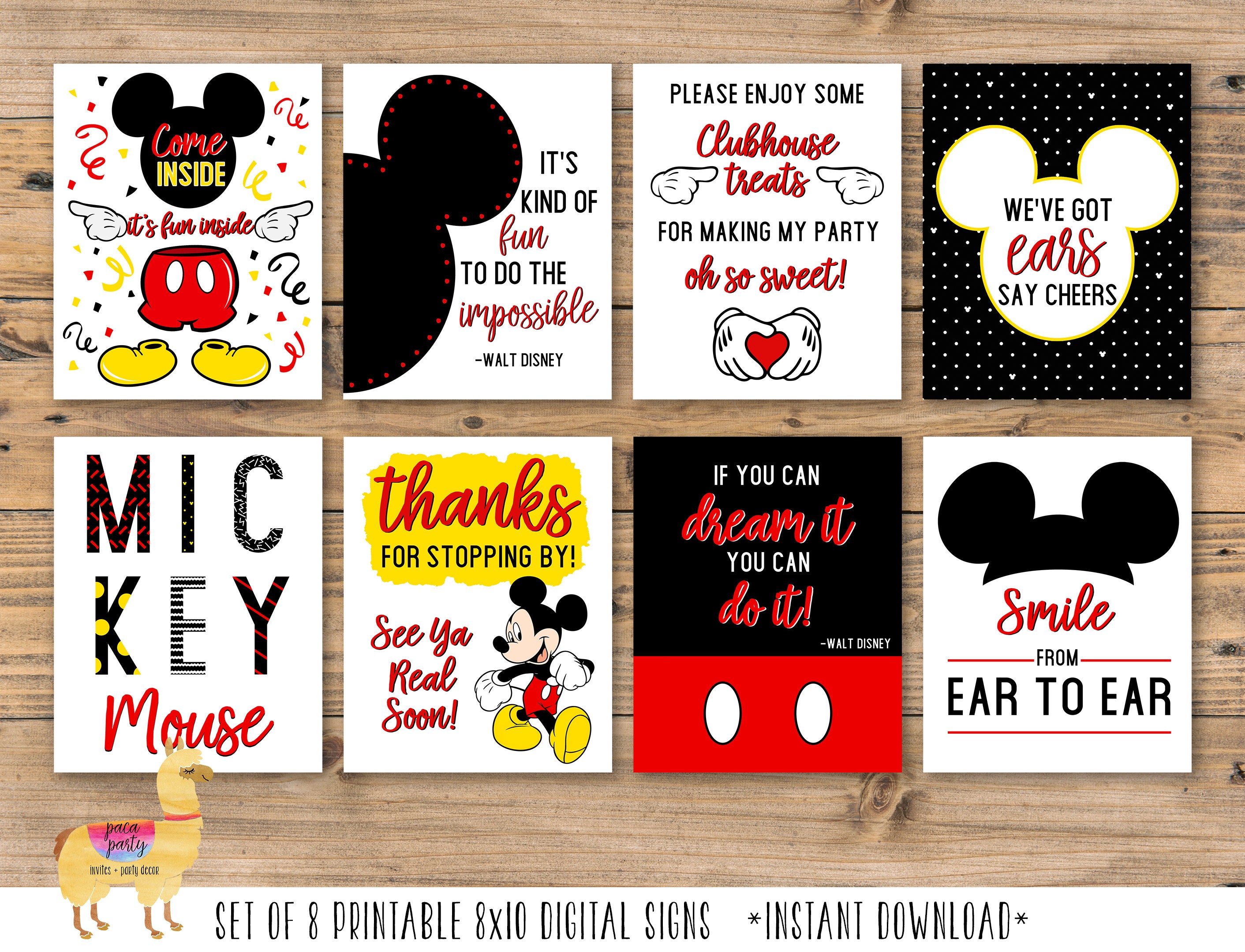 Mickey Mouse DIGITAL Printable Poster Set / Mickey Mouse | Etsy