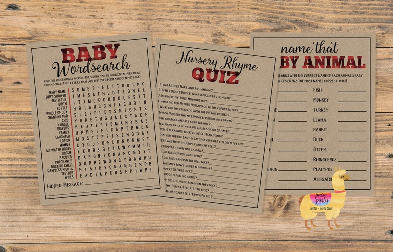 Buffalo Plaid Baby Shower Games / Baby Wordseach / Nursery ...