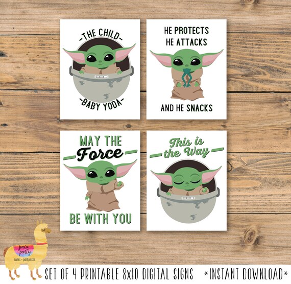 Mando Space Wars Digital Printable Poster Set Baby Yoda Etsy
