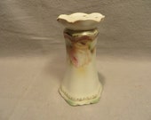 Antique RS Prussia Porcelain Hatpin Holder Decorated With Pin Rose